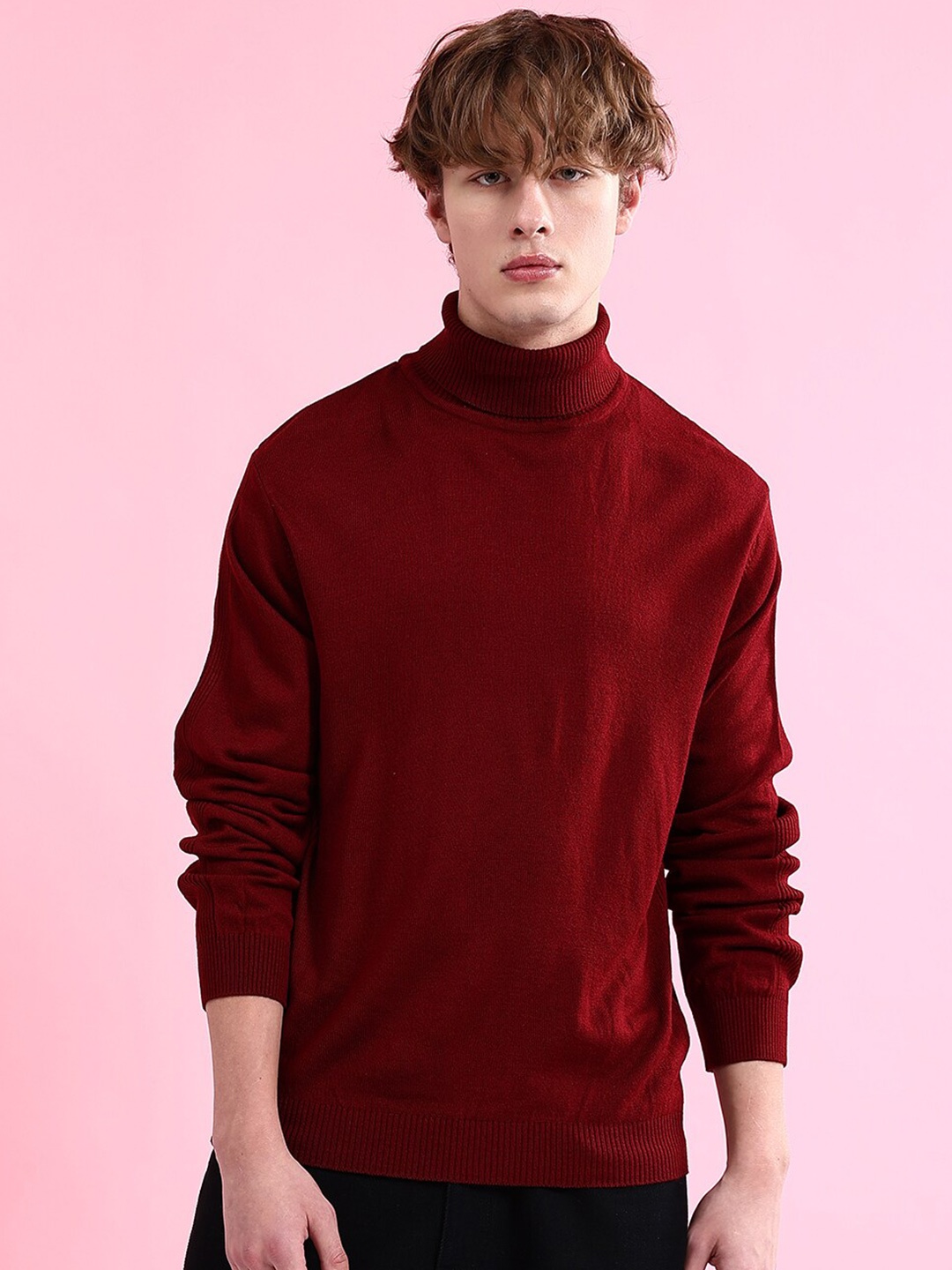 

The Indian Garage Co Turtle Neck Acrylic Pullover Sweater, Red