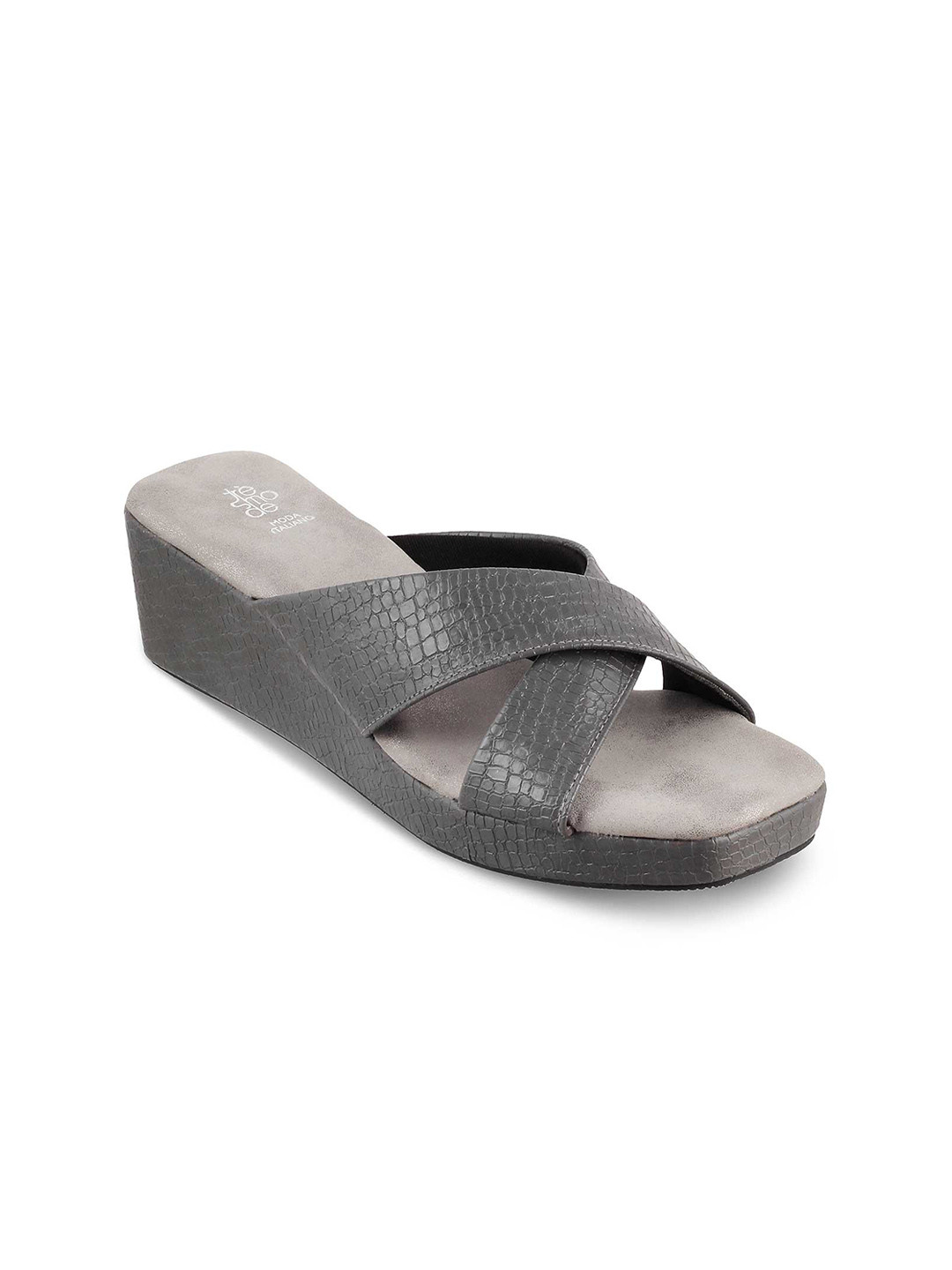 

Tresmode REW Textured Cross Strap Wedges, Grey