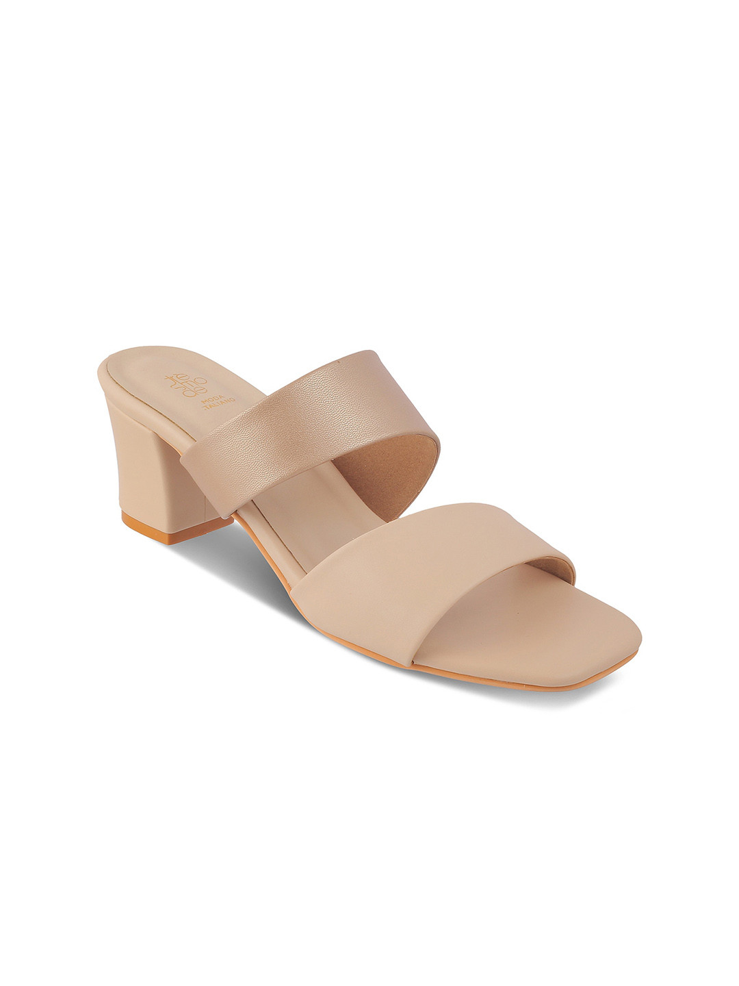 

Tresmode Satania Double Straps Block Heels, Beige