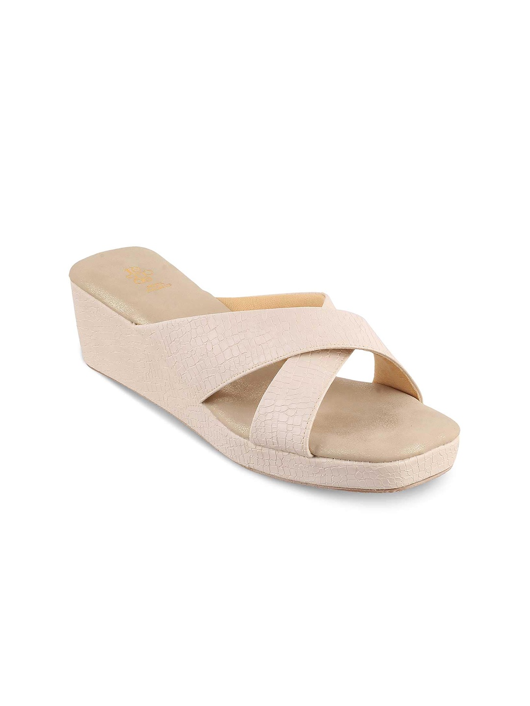 

Tresmode Rew Textured Open Toe Flatform Heels, Beige