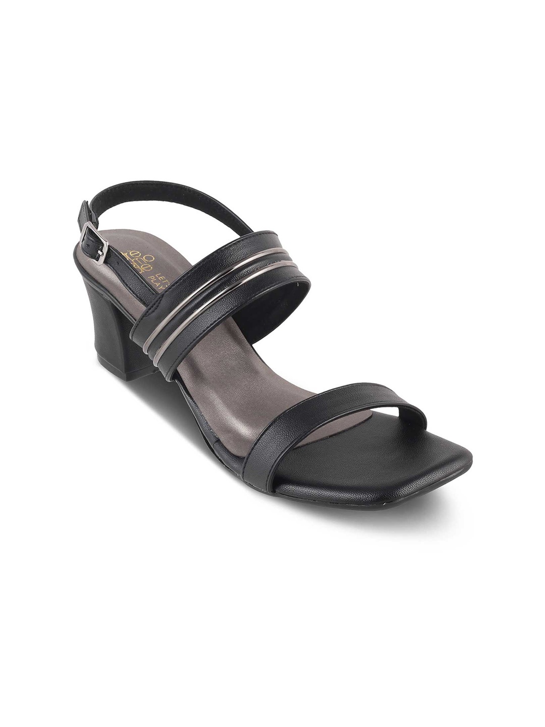 

Tresmode JOVI Open Toe Block Heels With Buckles, Black