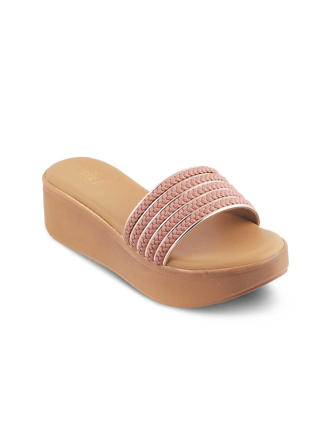 

Tresmode Andiamo Textured Open Toe Flatform Heels, Pink