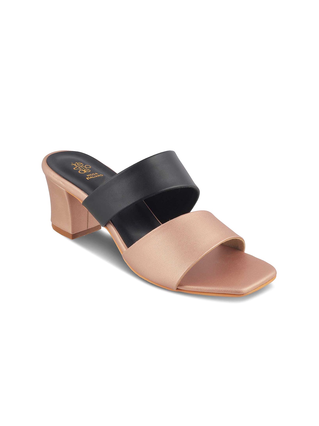 

Tresmode SATANIA Colourblocked Open Toe Block Heels, Champagne