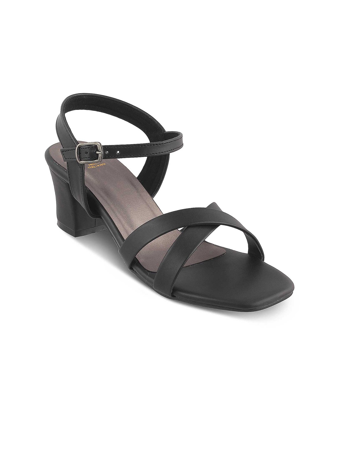 

Tresmode ROCHE Cross Strap Block Heels With Buckles, Black