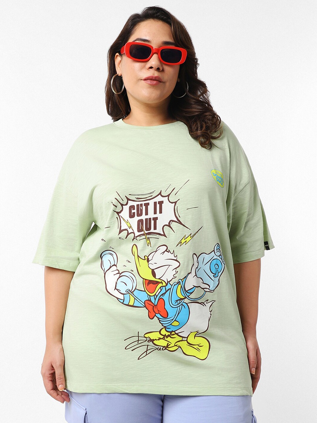 

Bewakoof Air 1.0 Donald Duck Oversized Plus Size T-shirt, Green