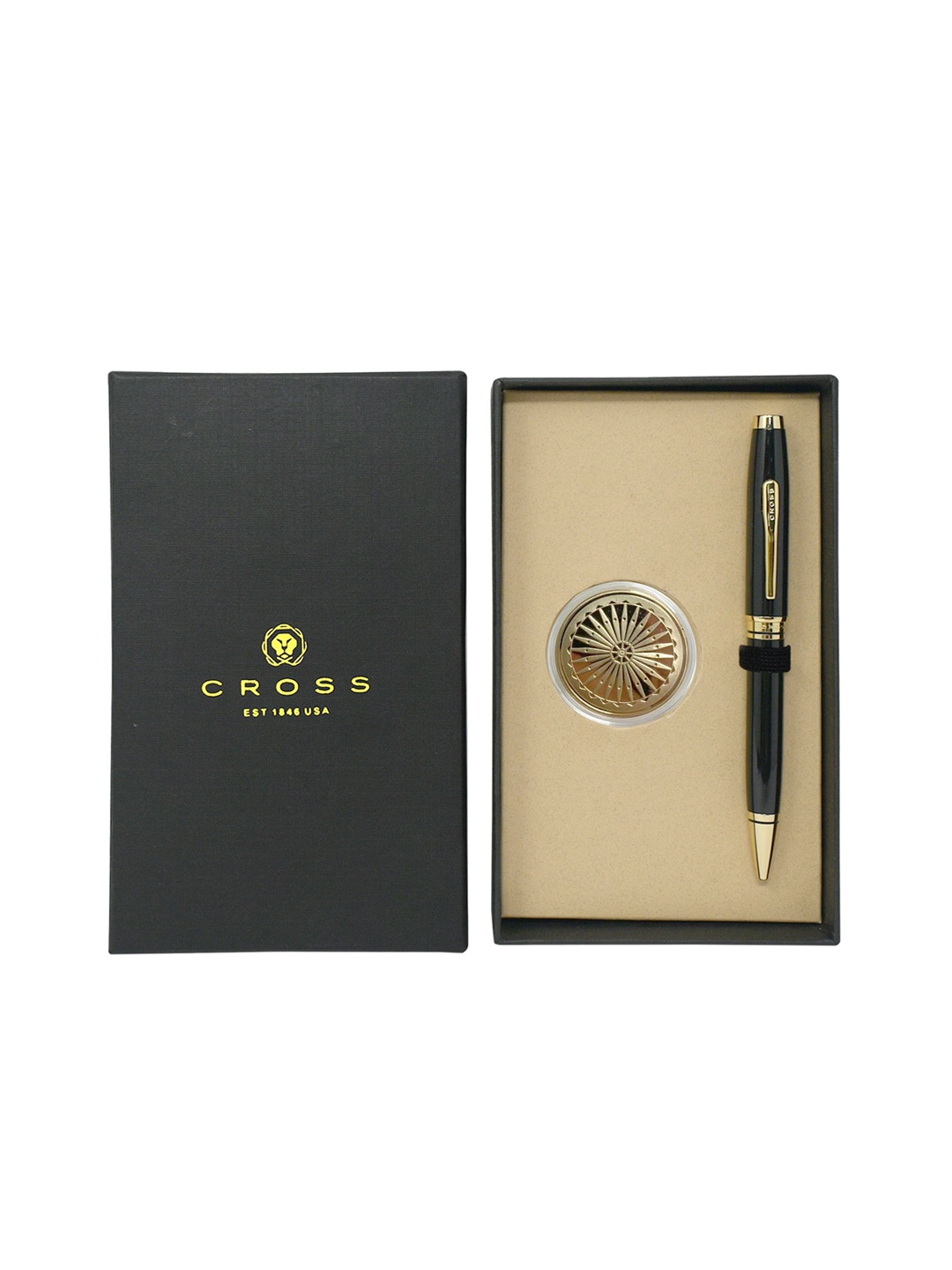

Cross Black Ball Point Pen + Chakra Coin