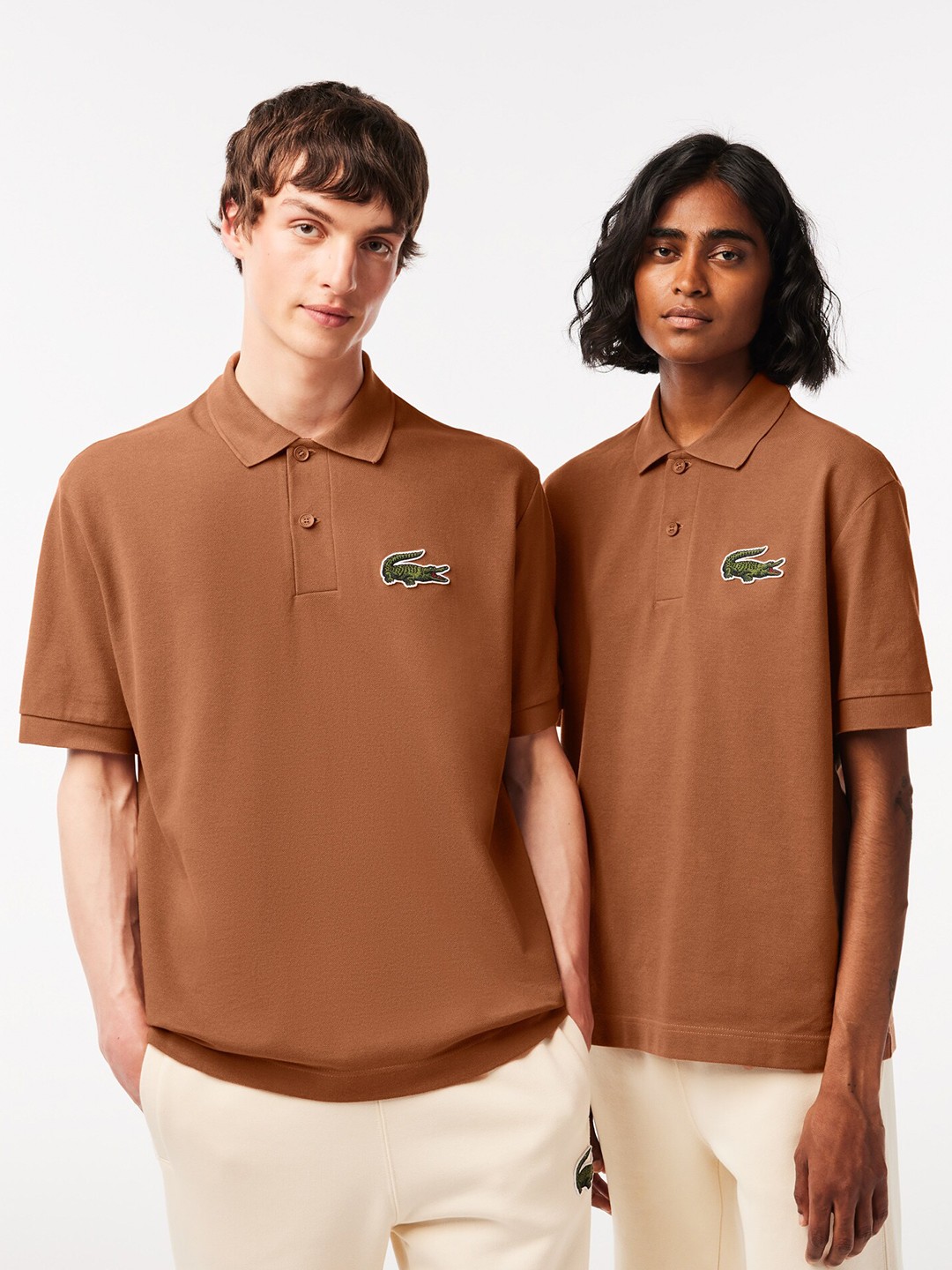 

Lacoste Polo Collar Cotton Oversized T-shirt, Brown