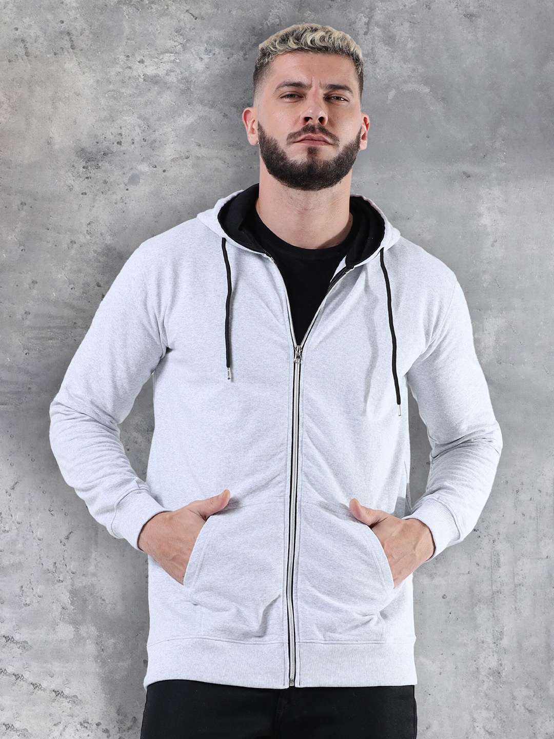 

fanideaz Hooded Cotton Front-Open Sweatshirt, White