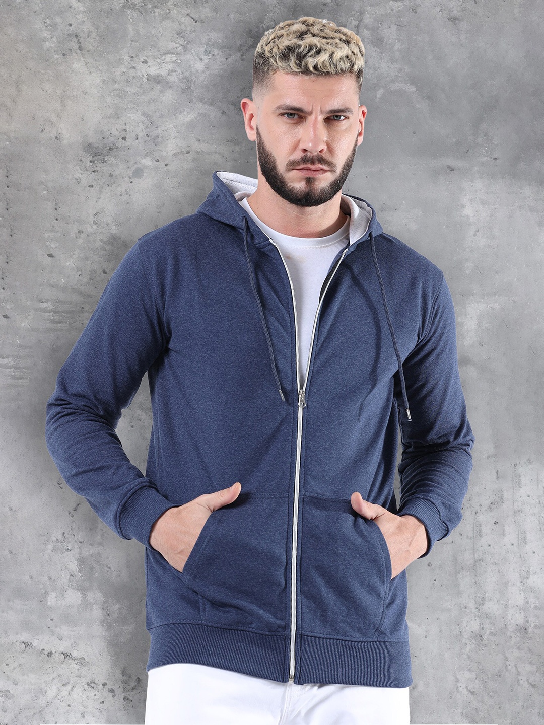 

fanideaz Hooded Long Sleeves Front-Open Sweatshirt, Blue