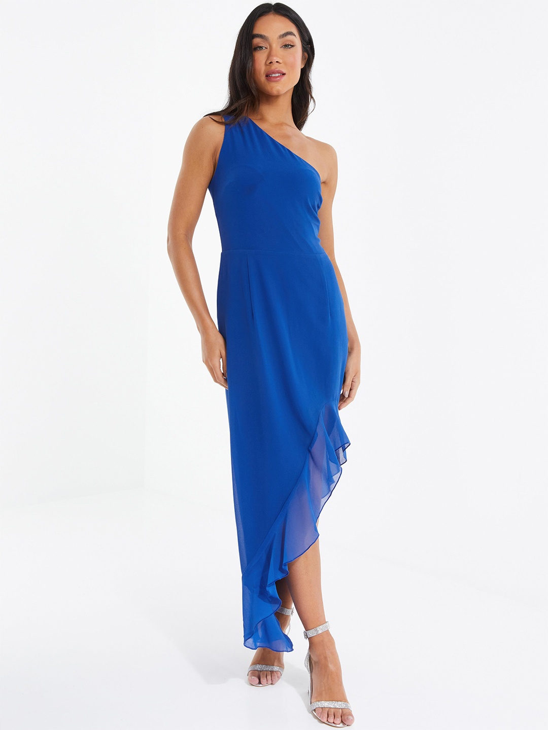 

QUIZ One-Shouldered Sleeveless Maxi Dress, Blue