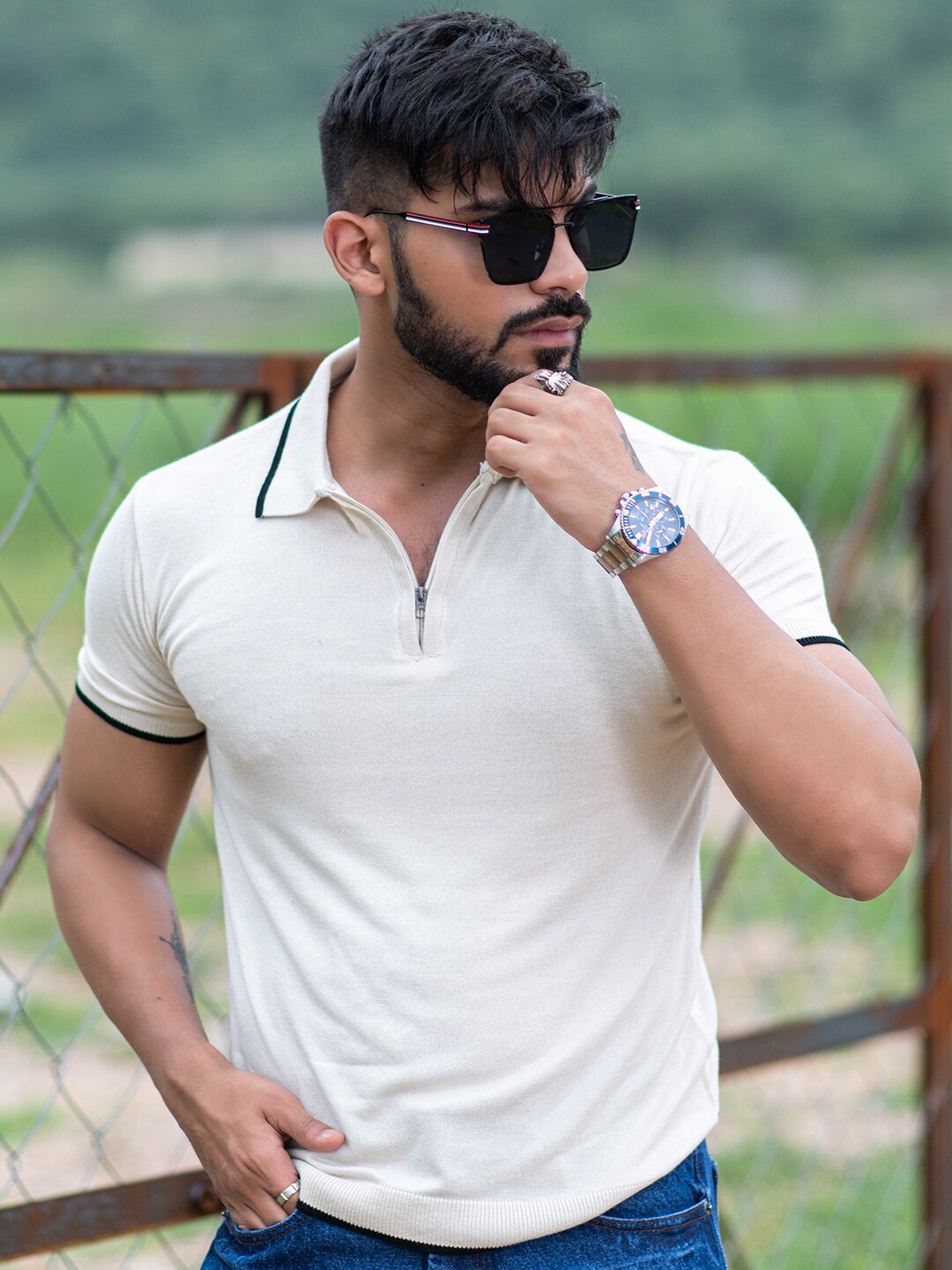

Tistabene Polo Collar Cotton T-Shirt, Cream