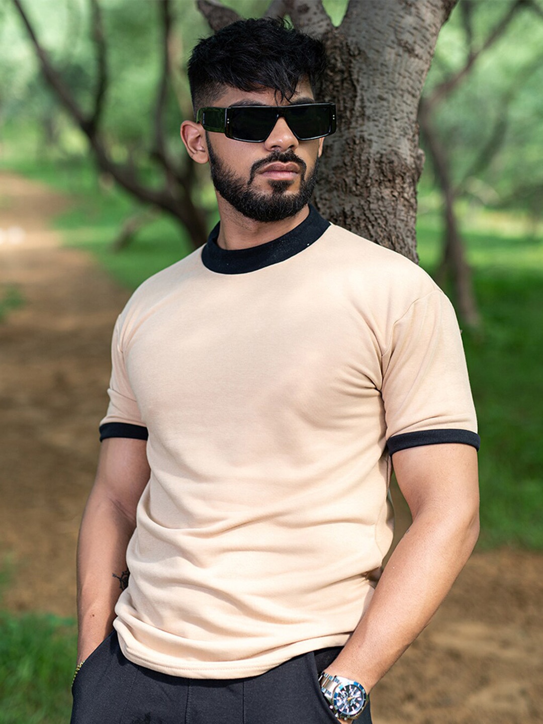 

Tistabene Round Neck Cotton T-Shirt, Beige