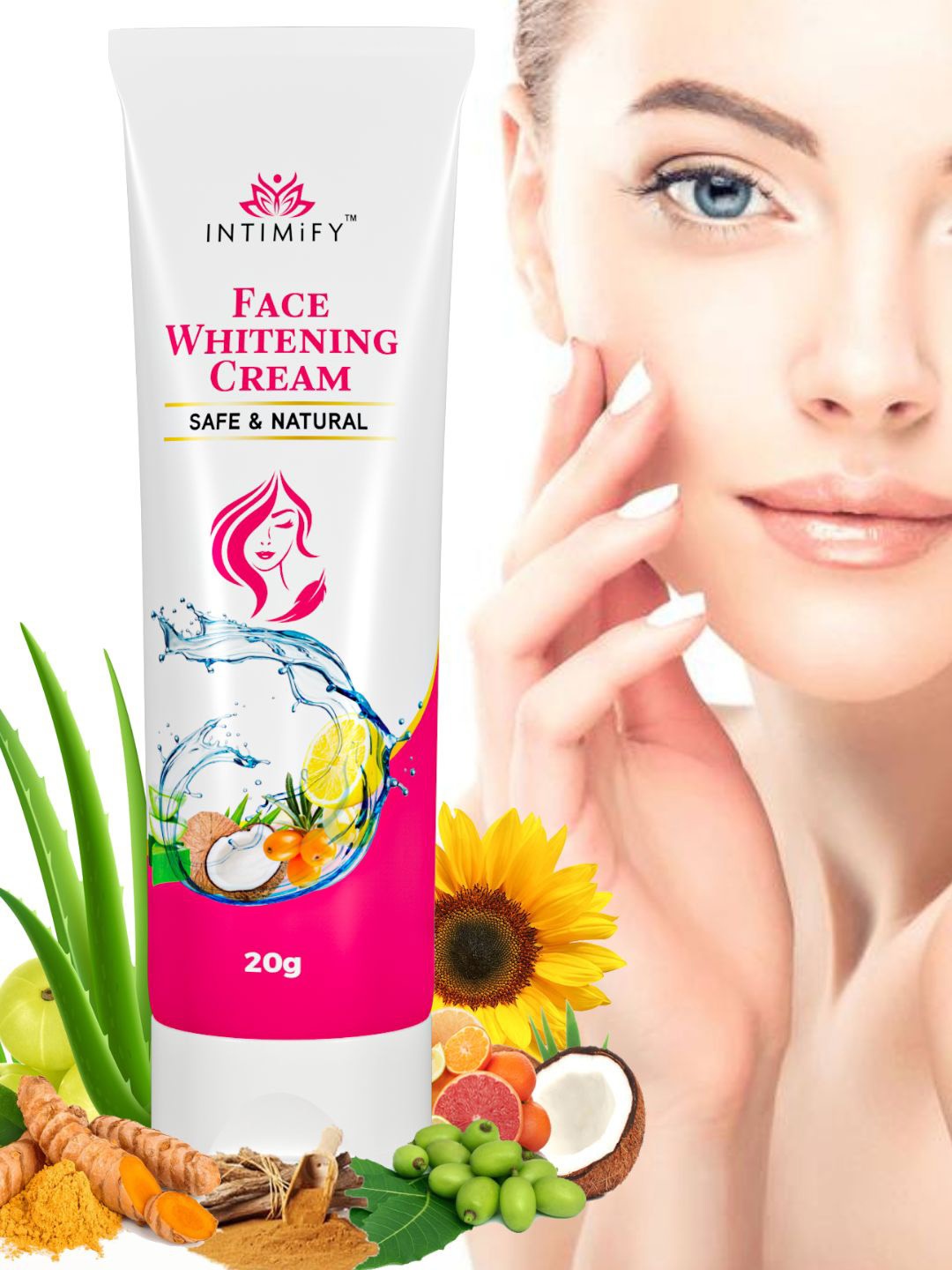 

INTIMIFY Safe & Natural Face Whitening Cream - 20g, White