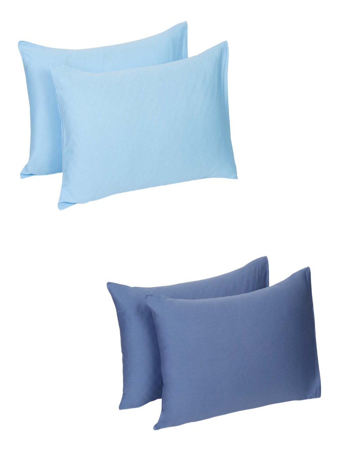 

Naksh Navy Blue & Blue Set of 4 Solid 210 TC Pillow Covers