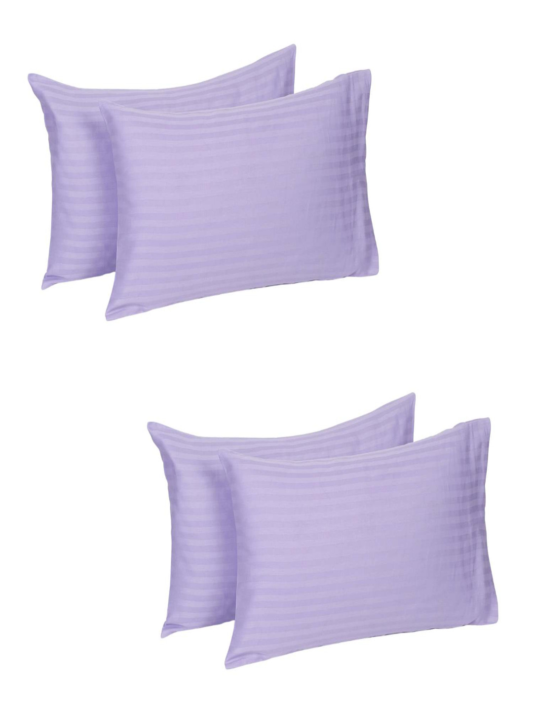 

Naksh Lavender-Coloured Set of 4 Striped 210 TC Pillow Covers