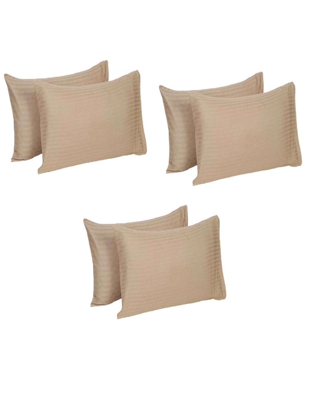 

Naksh Pack of 6 210 TC Pillow Covers, Beige
