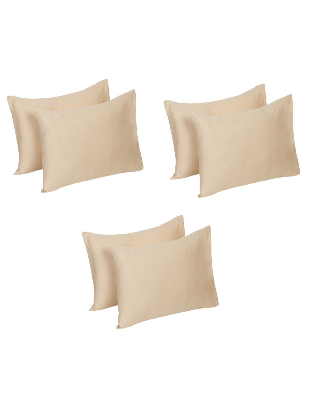 

Naksh Pack of 6 210 TC Pillow Covers, Beige