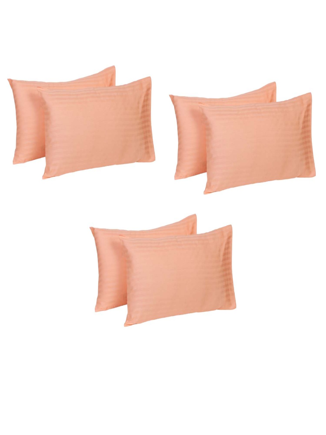 

Naksh Peach-Coloured Set of 6 Striped 210 TC Cotton Pillow Covers