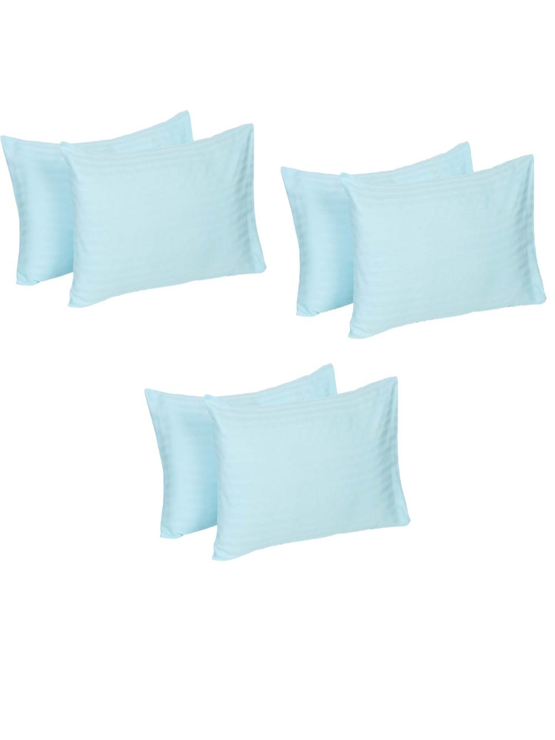 

Naksh Aqua Blue 6 Pieces Striped Pure Cotton 210 TC Rectangular Pillow Covers