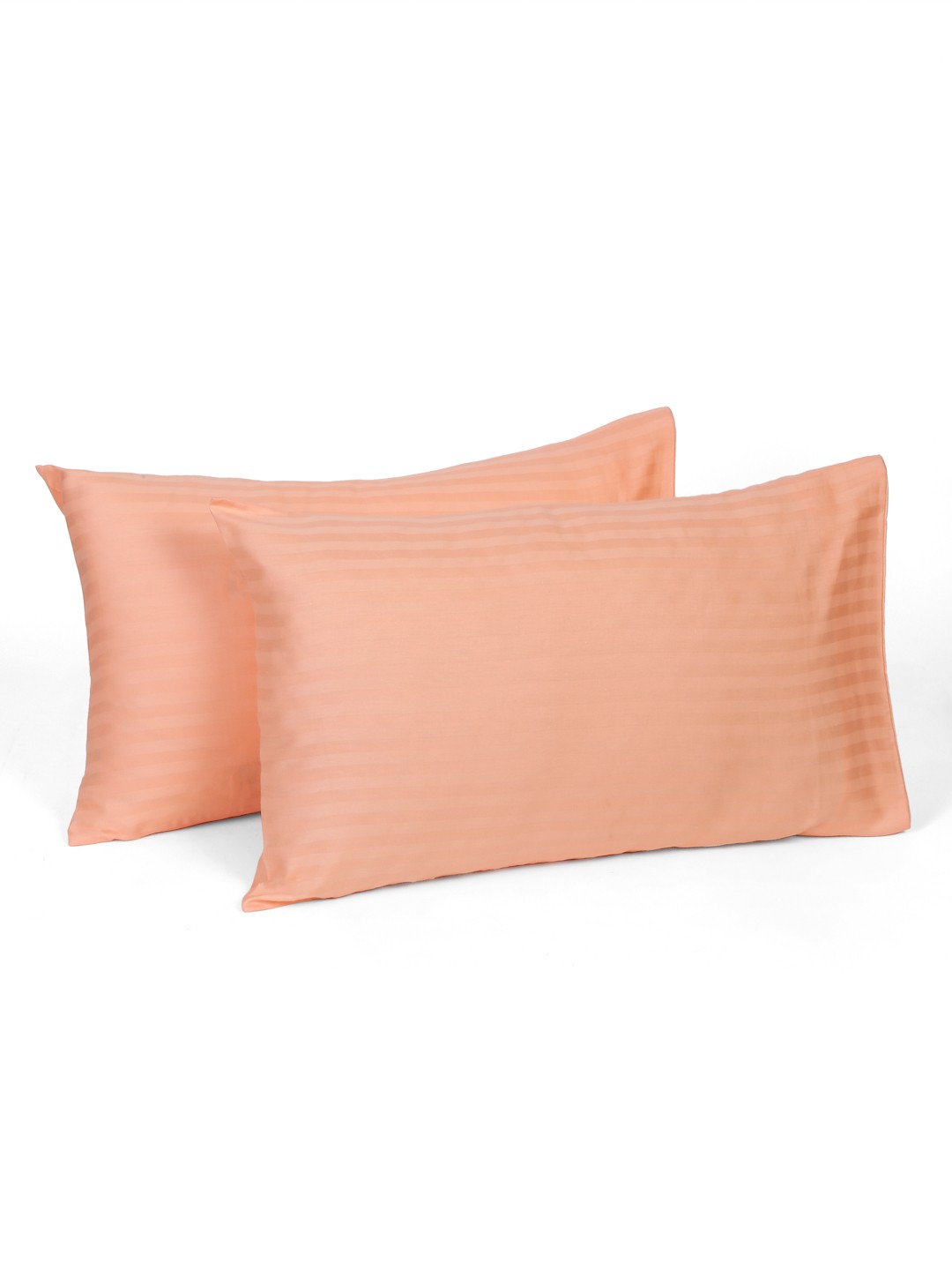 

Naksh Peach Color 2 Pieces Striped Pure Cotton Pillow Covers