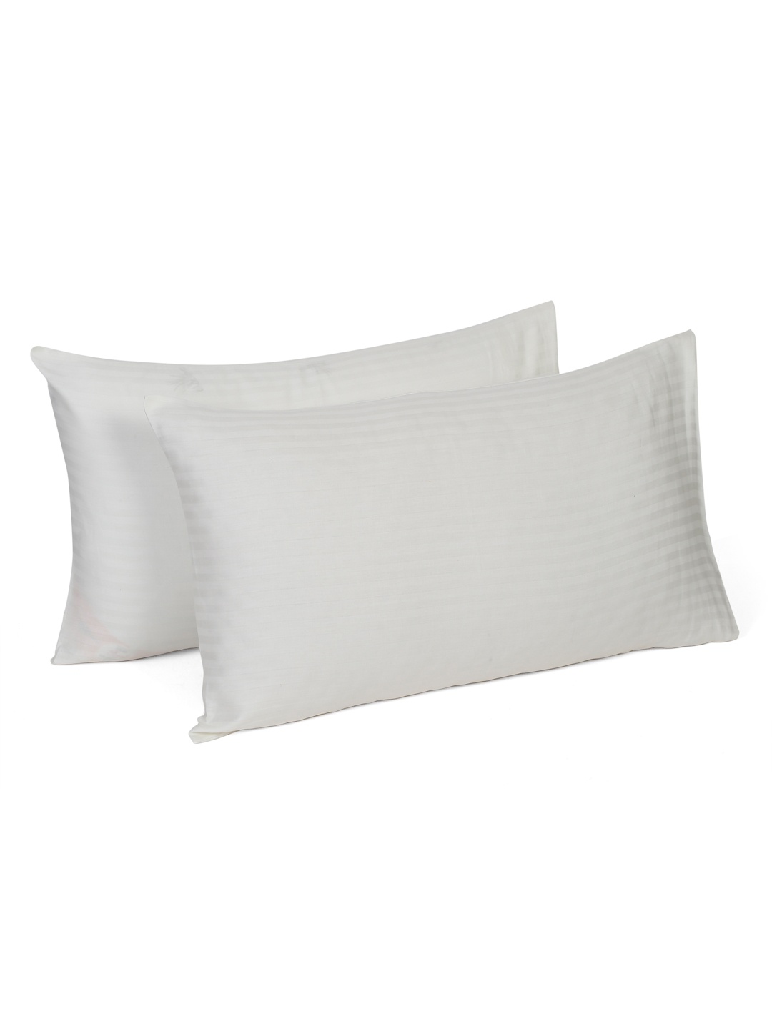 

Naksh Ivory White 2 Pieces Striped Pure Cotton 210TC Rectangular Pillow Covers