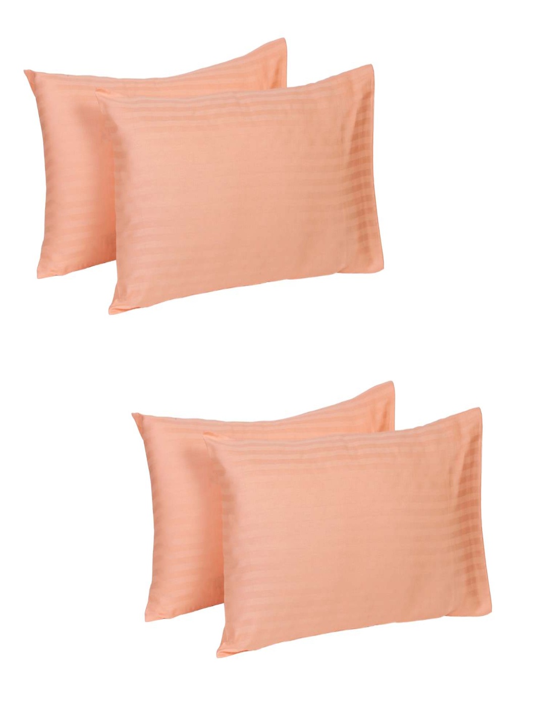 

Naksh Peach 4 Pieces Striped 210 TC Pure Cotton Pillow Covers