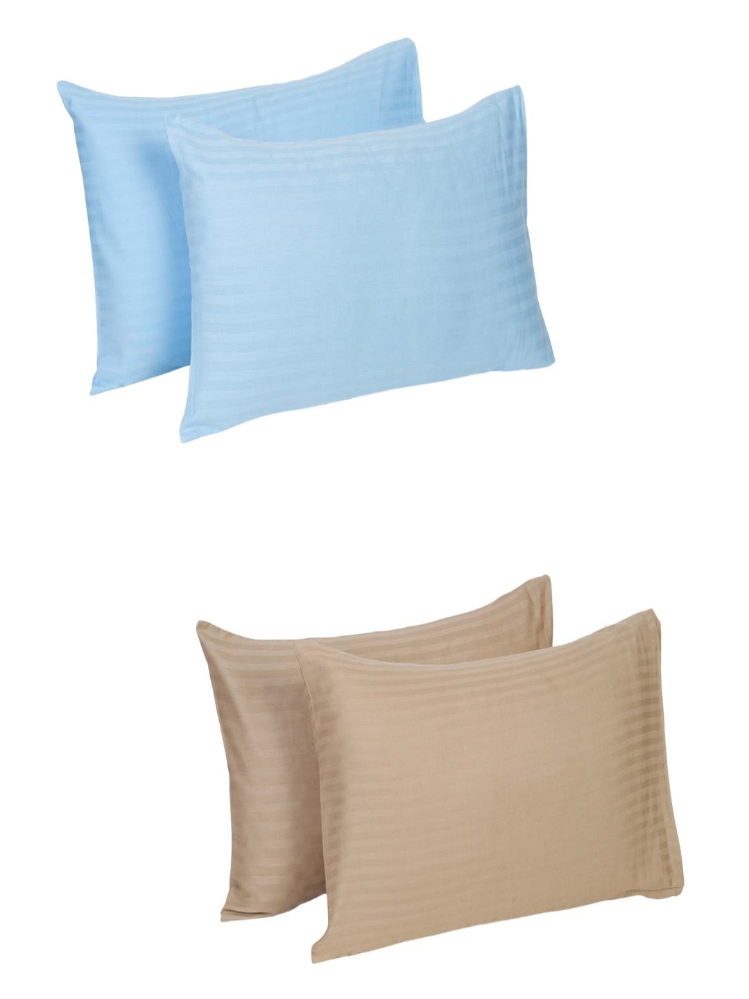 

Naksh 4 Pcs Blue & Beige Striped Pure Cotton Pillow Covers