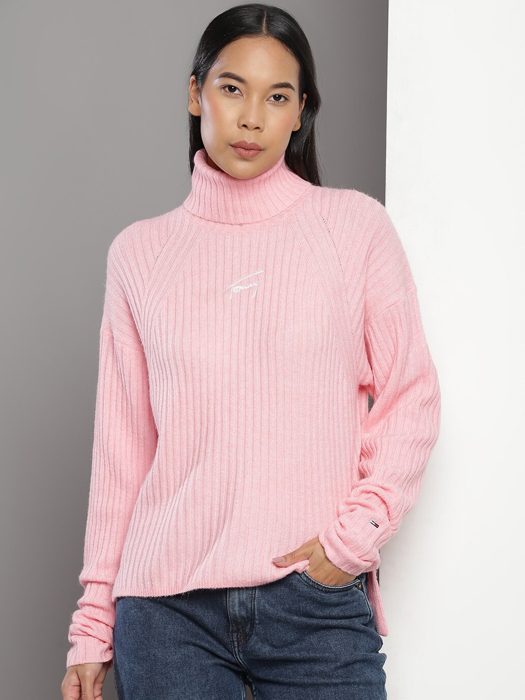 

Tommy Hilfiger Ribbed Turtle Neck Pullover Sweater, Pink