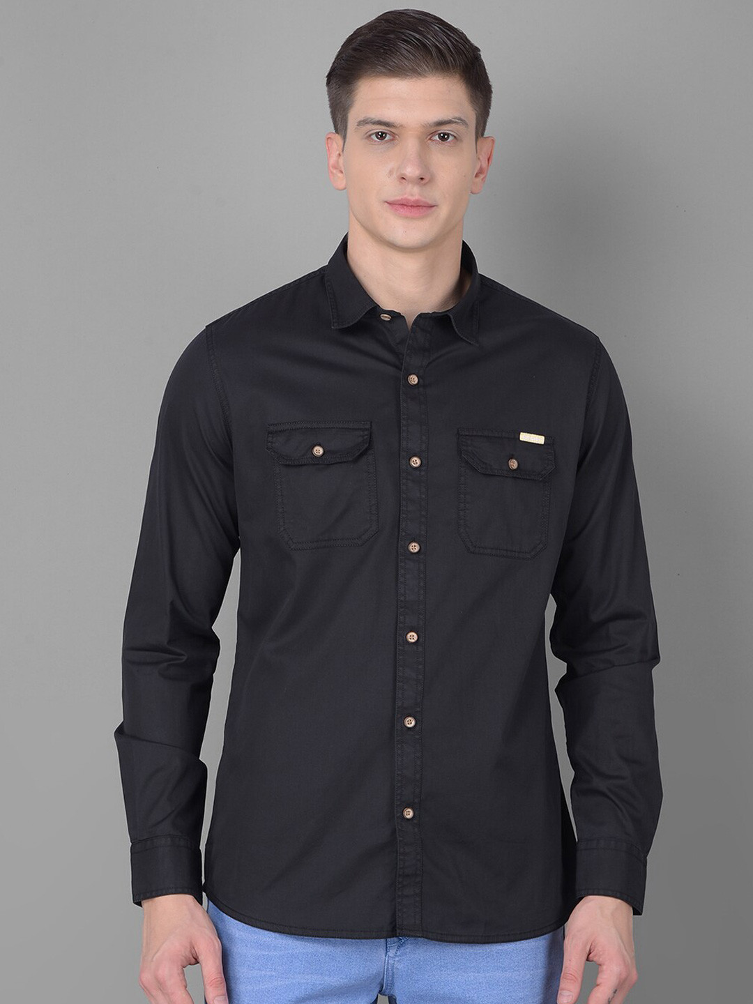 

Canary London Smart Slim Fit Twill Cotton Casual Shirt, Black