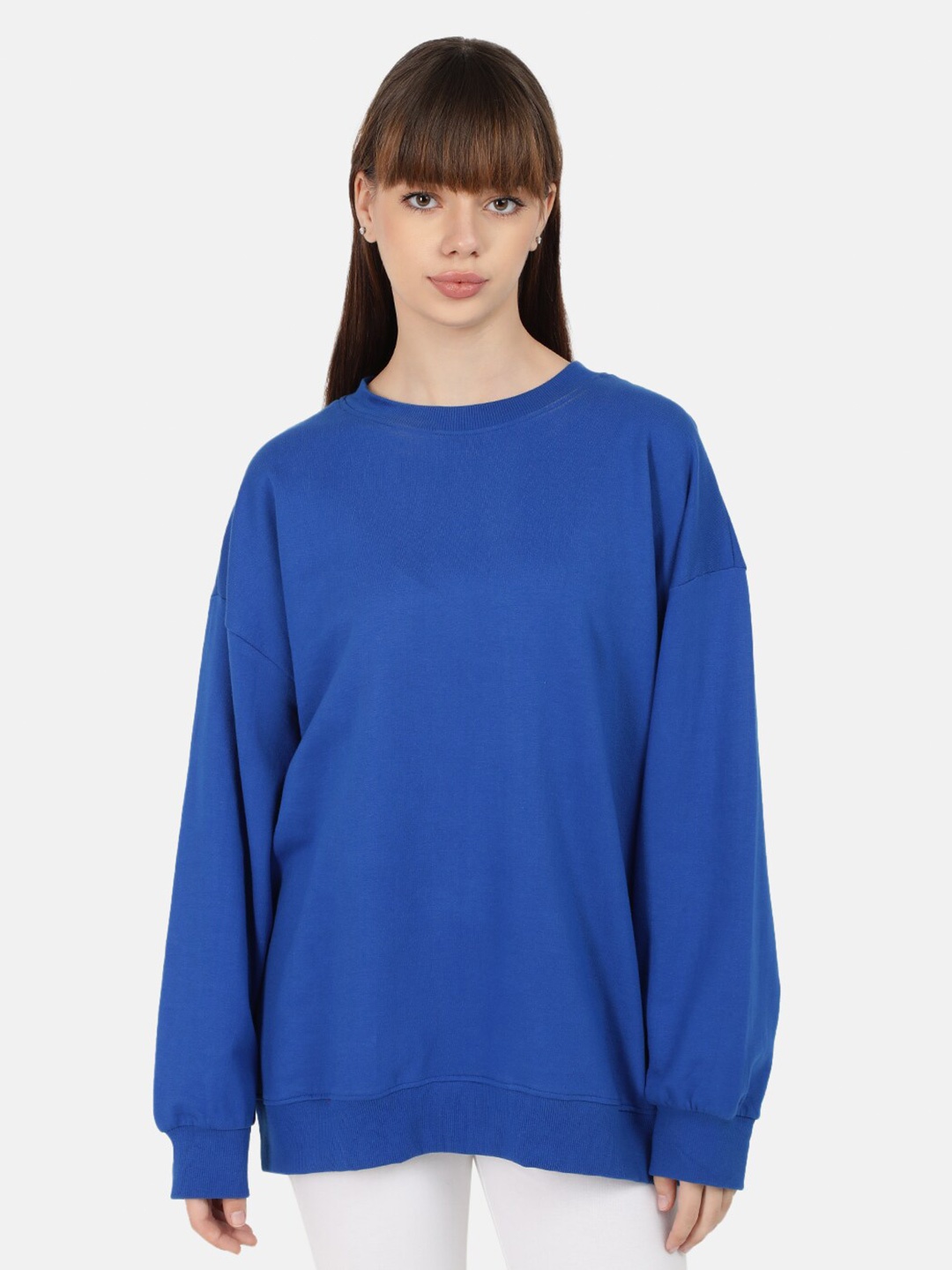 

Bene Kleed Women Oversize Pure Cotton Pullover Sweatshirt, Blue