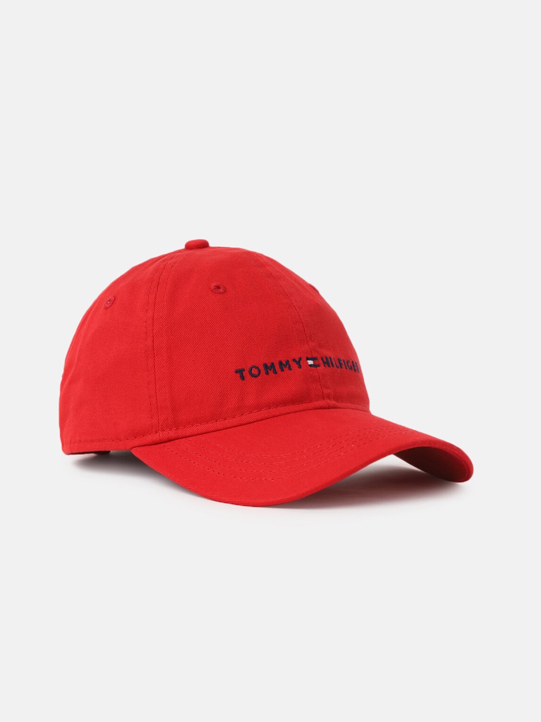 

Tommy Hilfiger Men Typography Printed Cotton Baseball Cap, Red