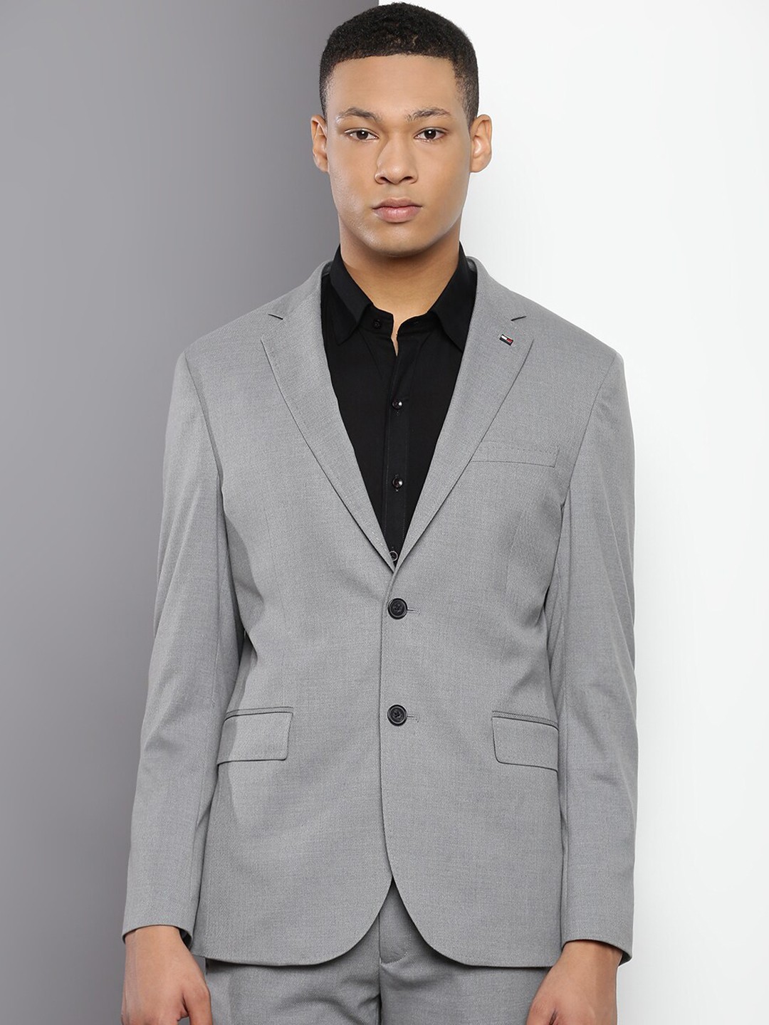 

Tommy Hilfiger Notched Lapel Collar Single Breasted Formal Blazer, Grey