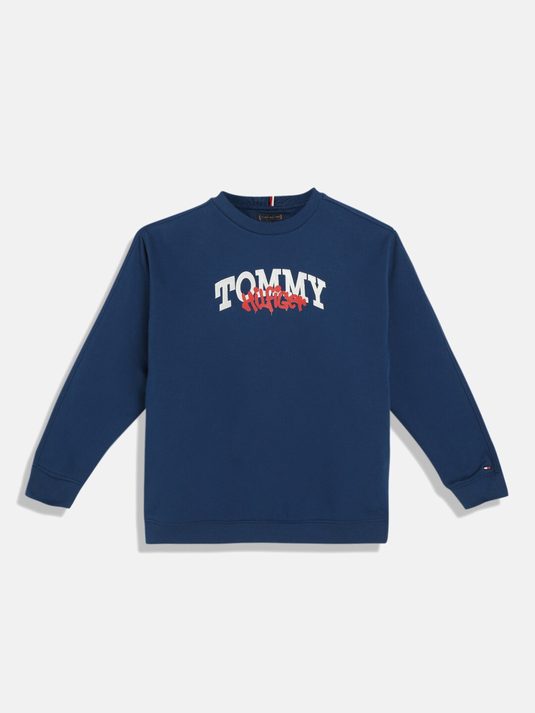 

Tommy Hilfiger Boys Typography Printed Round Neck Pullover Sweatshirt, Blue