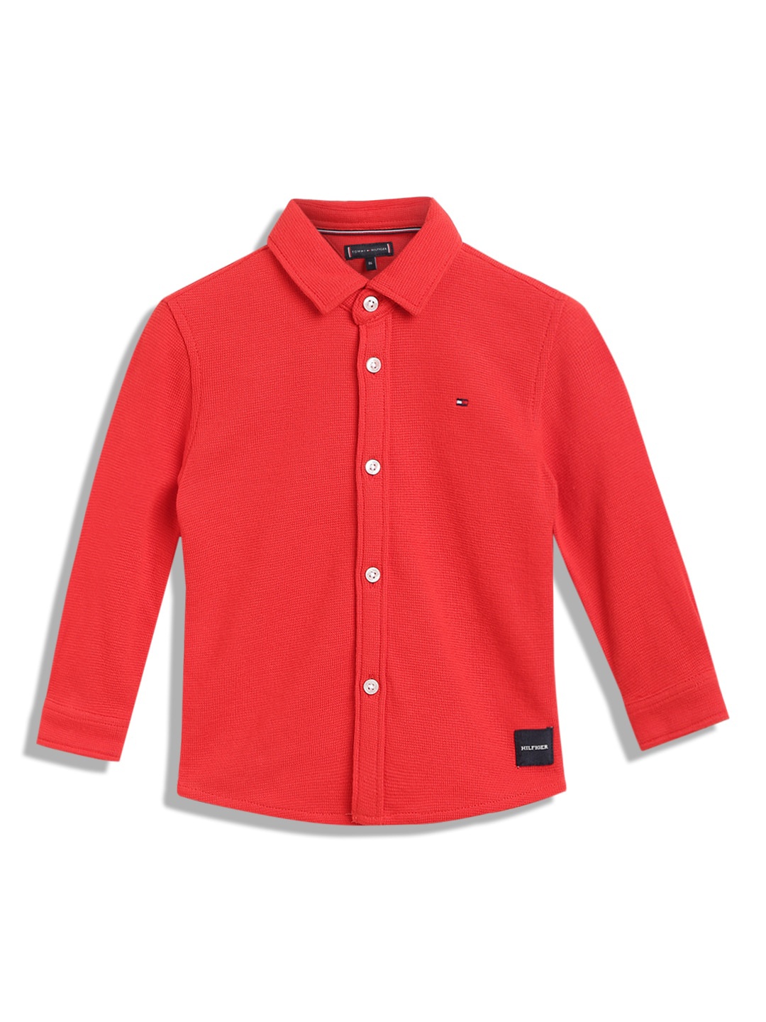 

Tommy Hilfiger Boys Spread Collar Long Sleeve Cotton Casual Shirt, Orange
