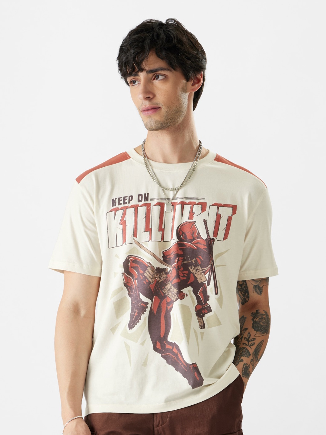 

The Souled Store Deadpool Printed Pure Cotton T-shirt, White