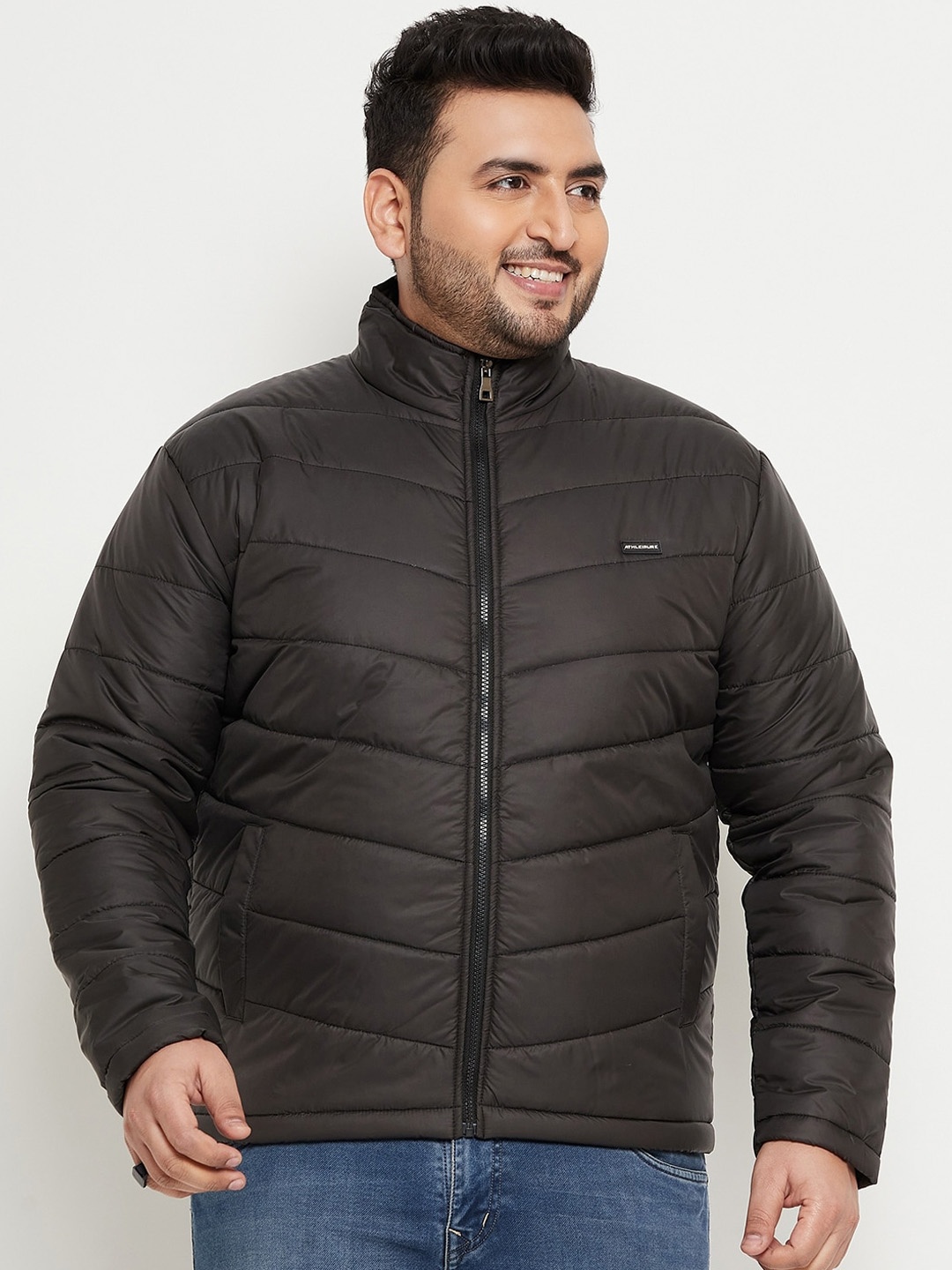

BETTER THINK Plus Size Mock Collar Lightweight Padded Jacket, Black