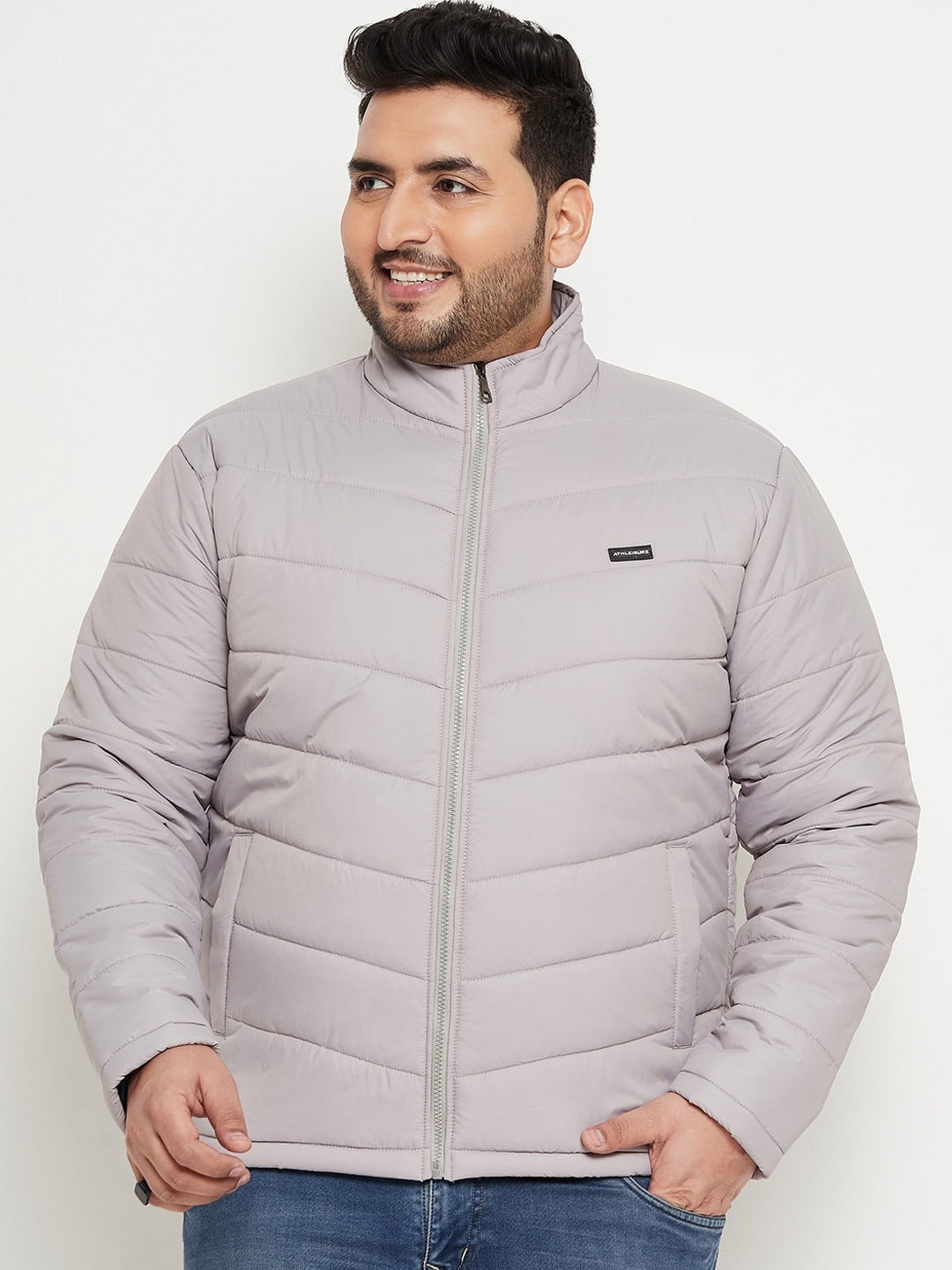 

BETTER THINK Plus Size Mock Collar Lightweight Padded Jacket, Grey