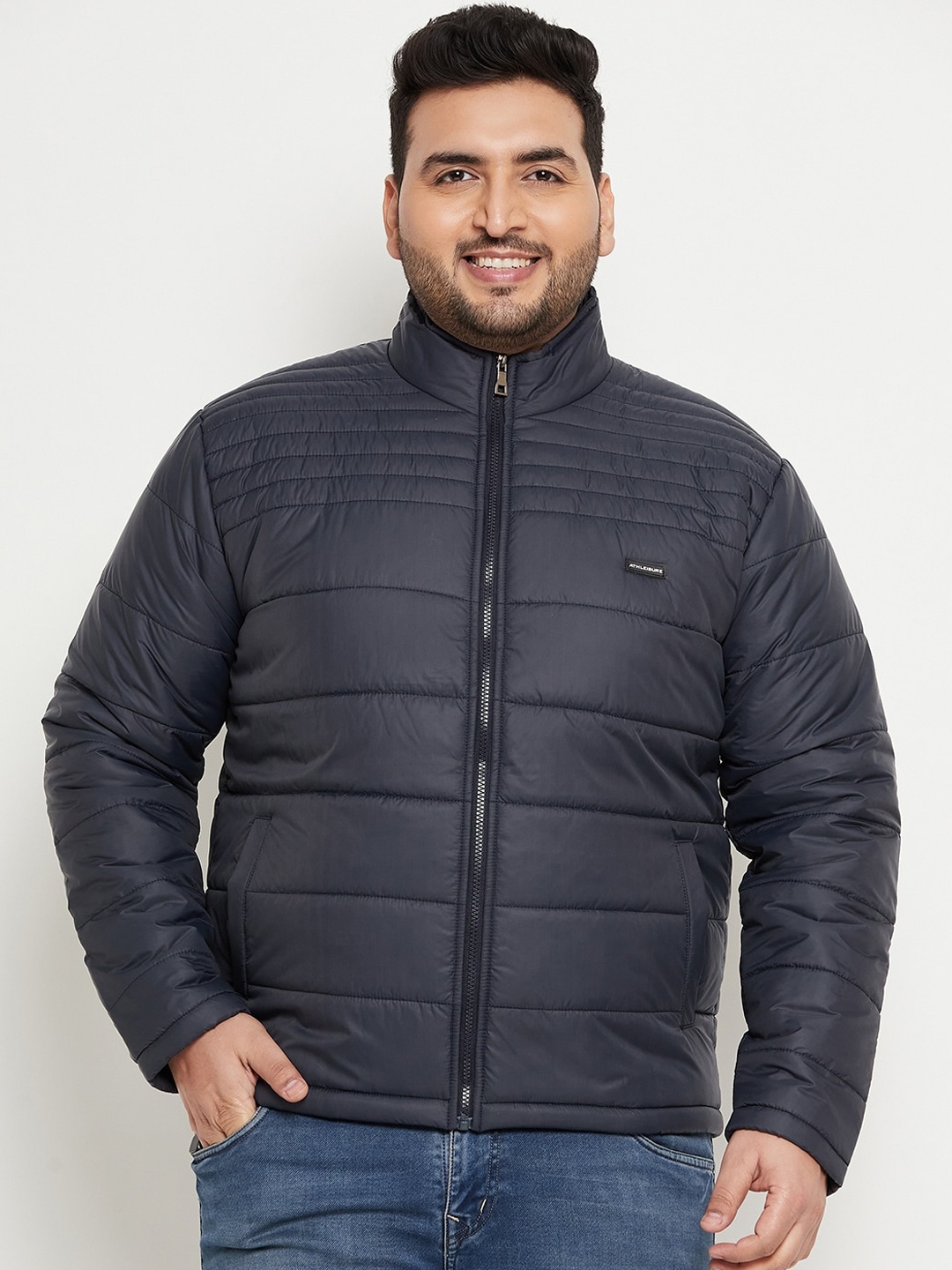 

BETTER THINK Plus Size Mock Collar Lightweight Padded Jacket, Blue
