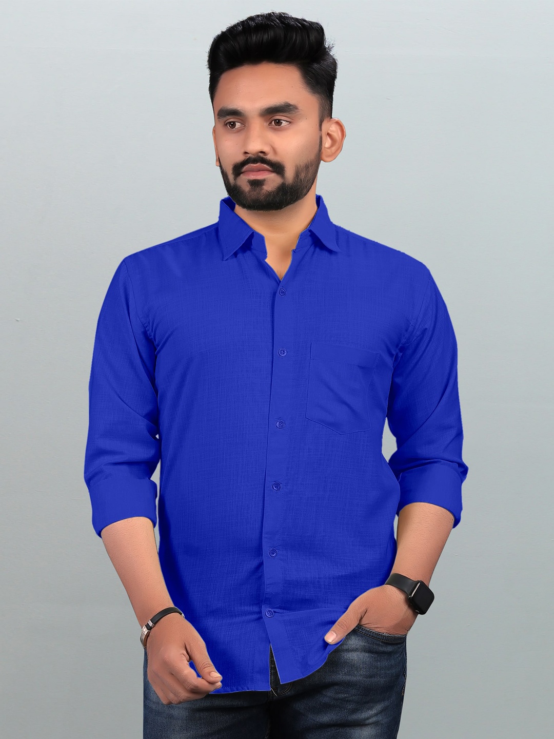 

Bought First Premium Organic Cotton Casual Shirt, Blue