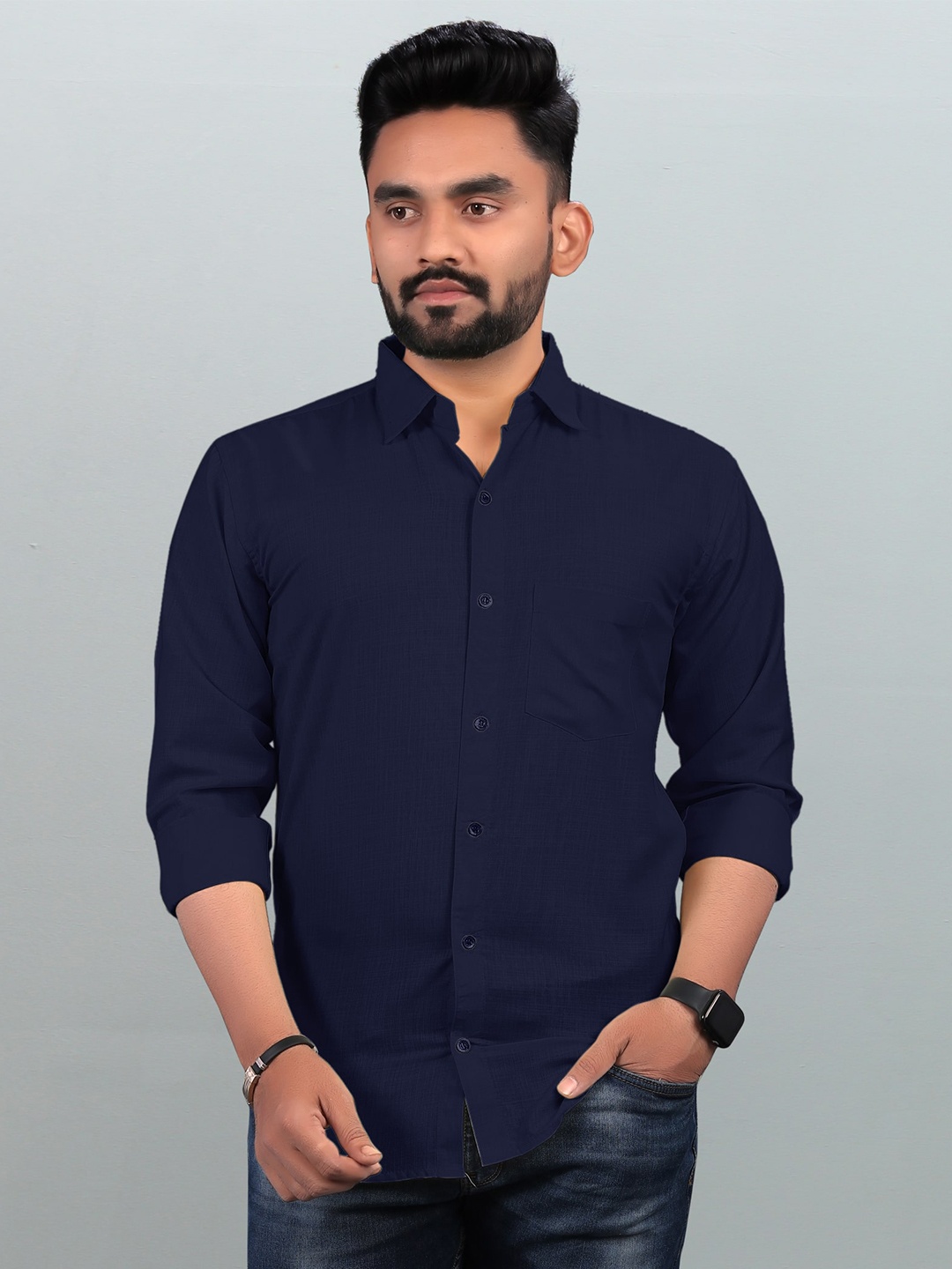 

Bought First Premium Organic Cotton Casual Shirt, Navy blue