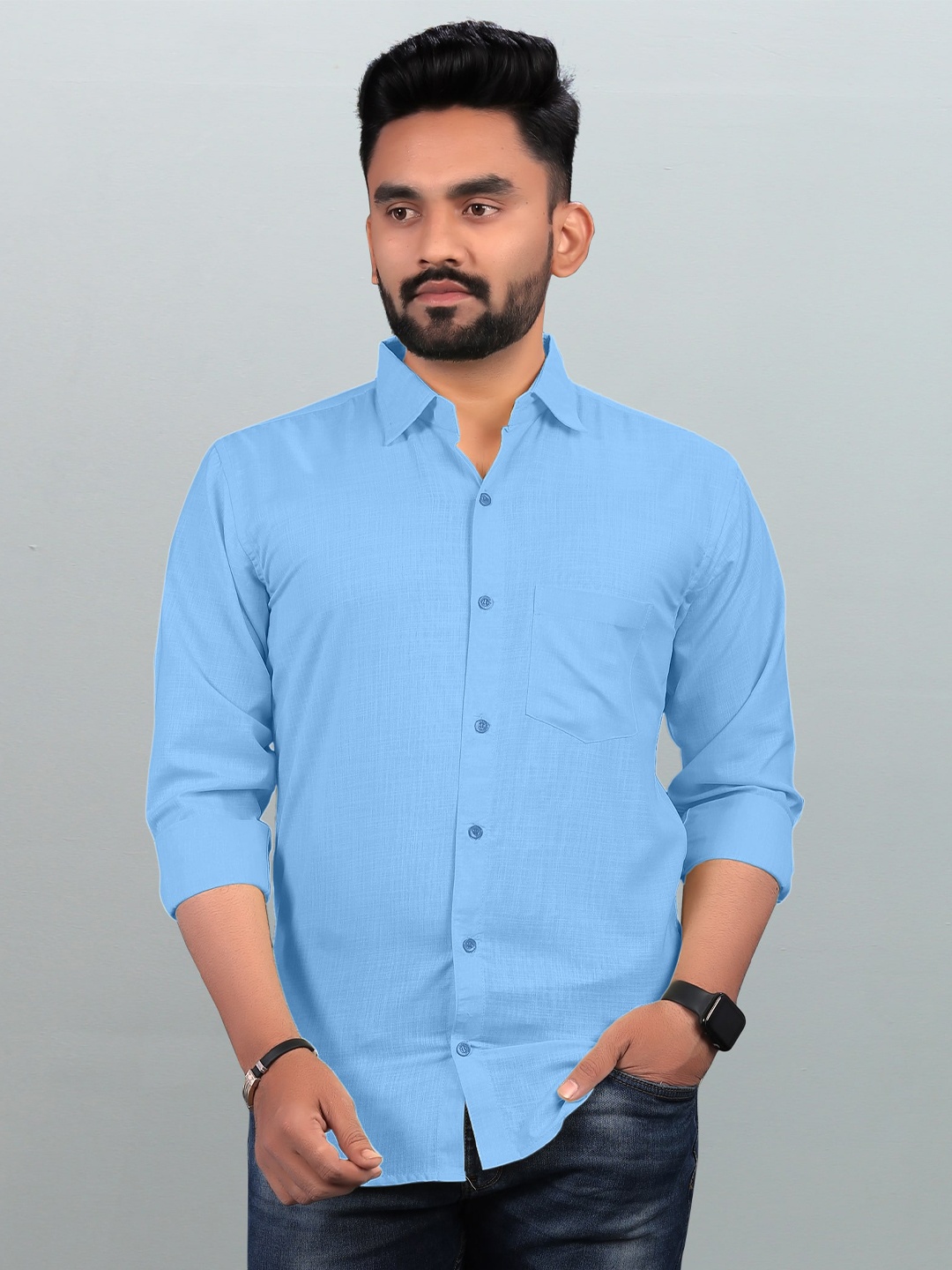 

Bought First Premium Organic Cotton Casual Shirt, Turquoise blue