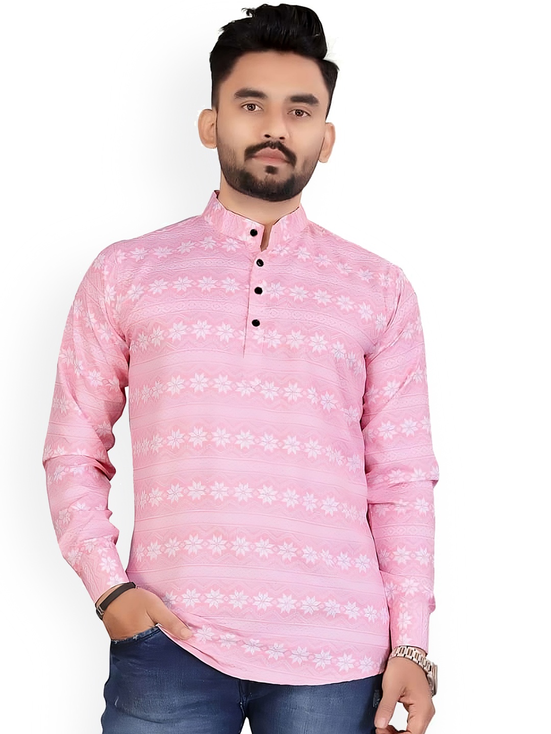 

Bought First Floral Printed Cotton Straight Kurta, Pink