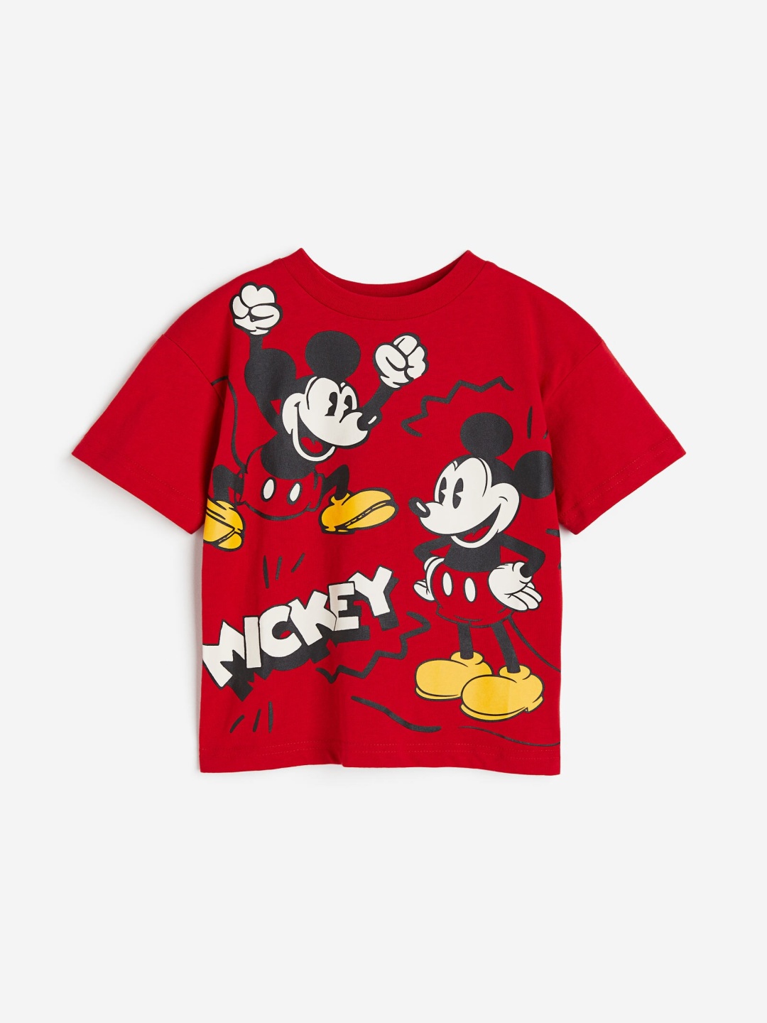 

H&M Boys Mickey Mouse Printed Pure Cotton T-shirt, Red