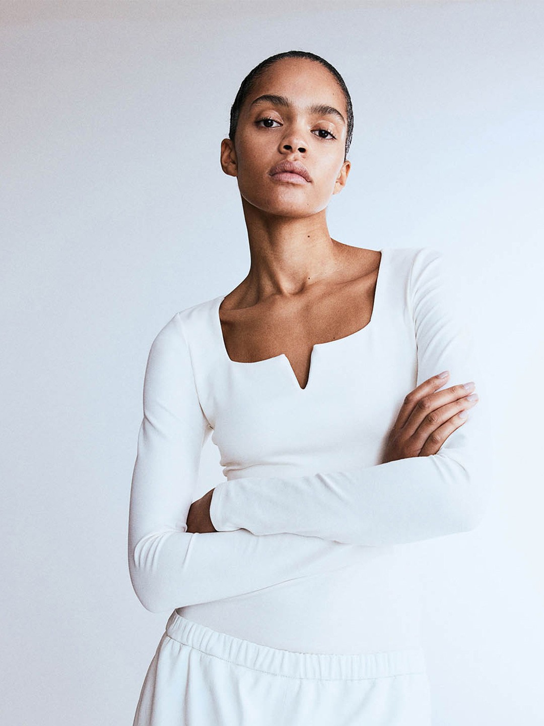 

H&M Sweetheart Neckline Top, White