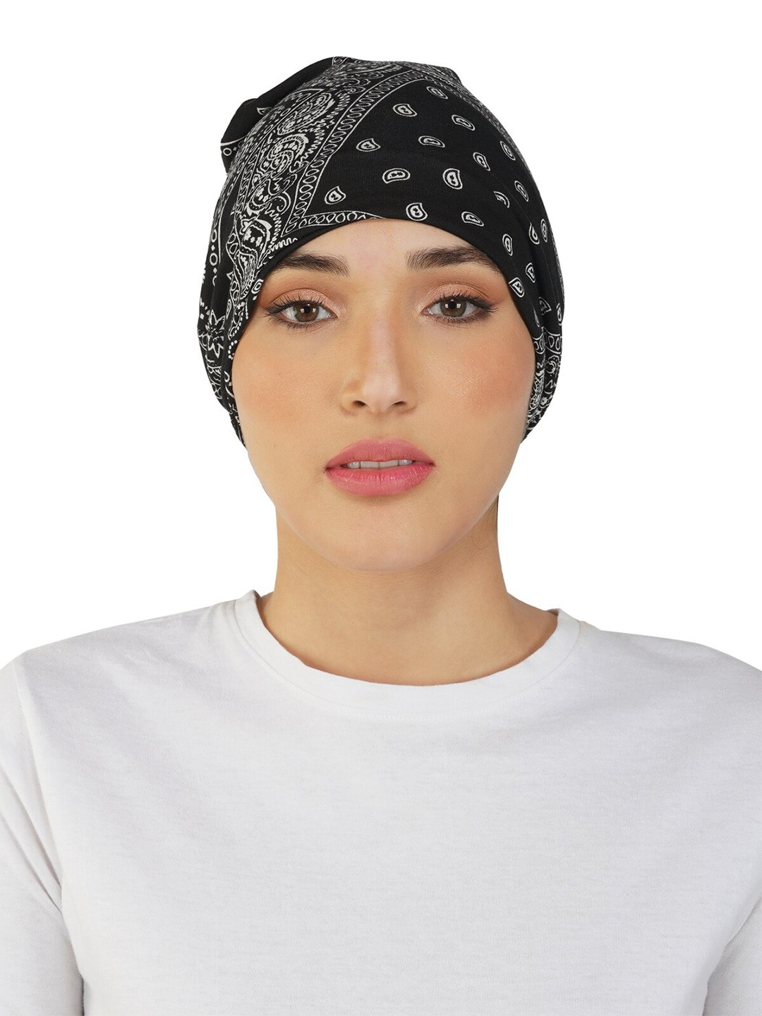 

iSWEVEN Unisex Ethnic Motifs Printed Beanie, Black