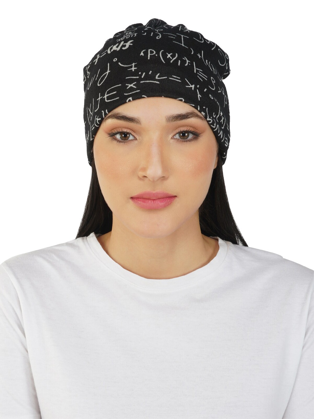 

iSWEVEN Unisex Typography Printed Beanie, Black