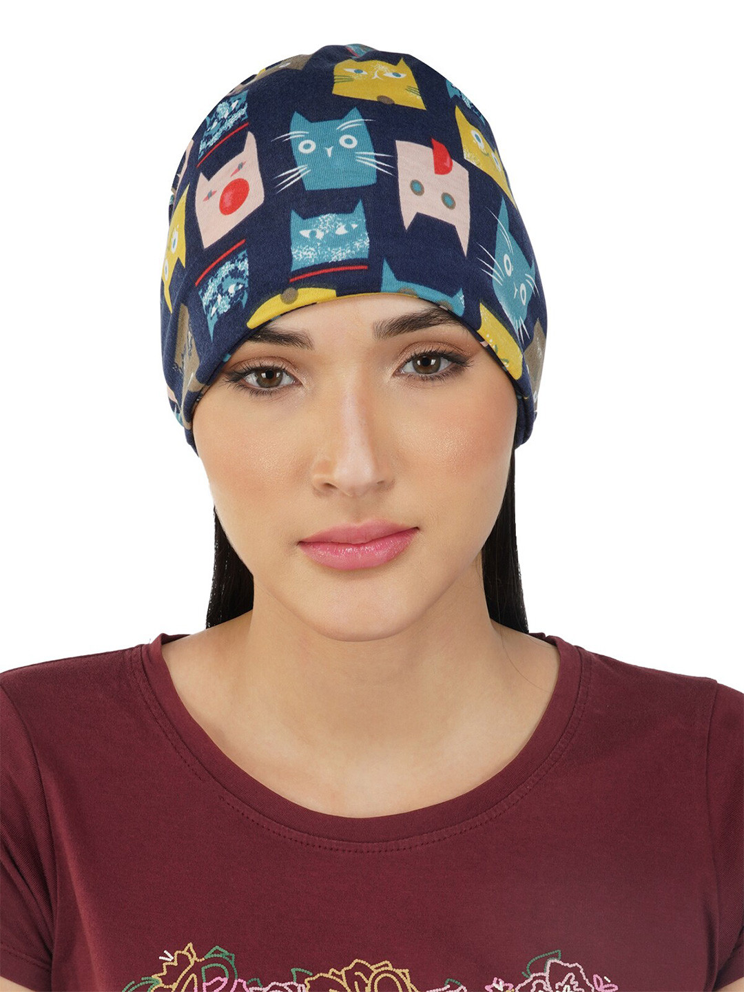 

iSWEVEN Unisex Graphic Printed Beanie Cap, Blue
