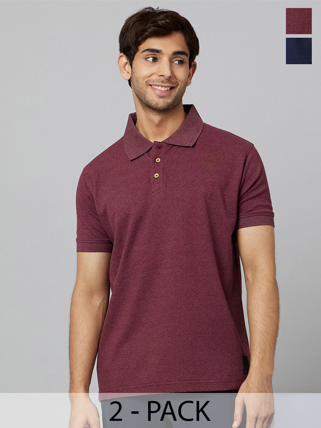 

Smugglerz Pack Of 2 Antimicrobial Polo Collar T-shirt, Burgundy
