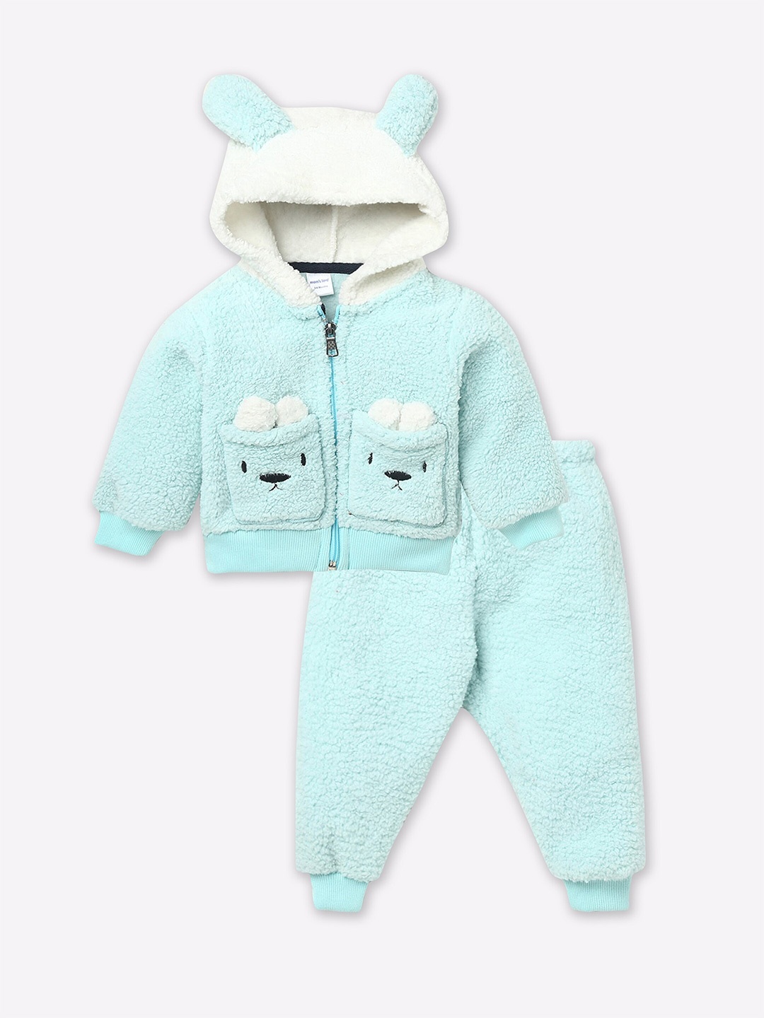 

Moms Love Girls Embroidered Sweater With Trousers, Sea green
