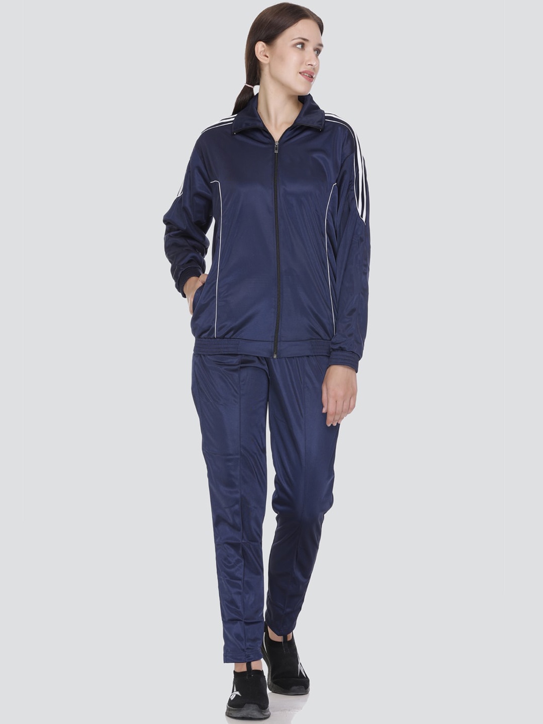 

ELPIDA Mock Collar Long Sleeves Tracksuits, Blue